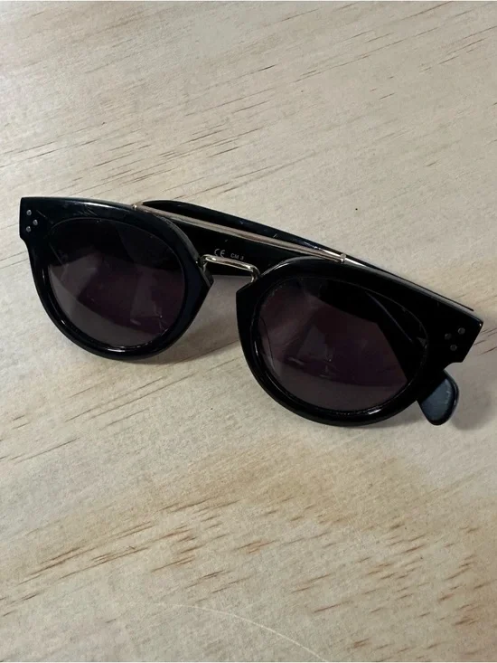 Vtg CELINE Preppy Pretty Double Bridge Sunglasses Black Gold Italy Purple Grad - Picture 1 of 13